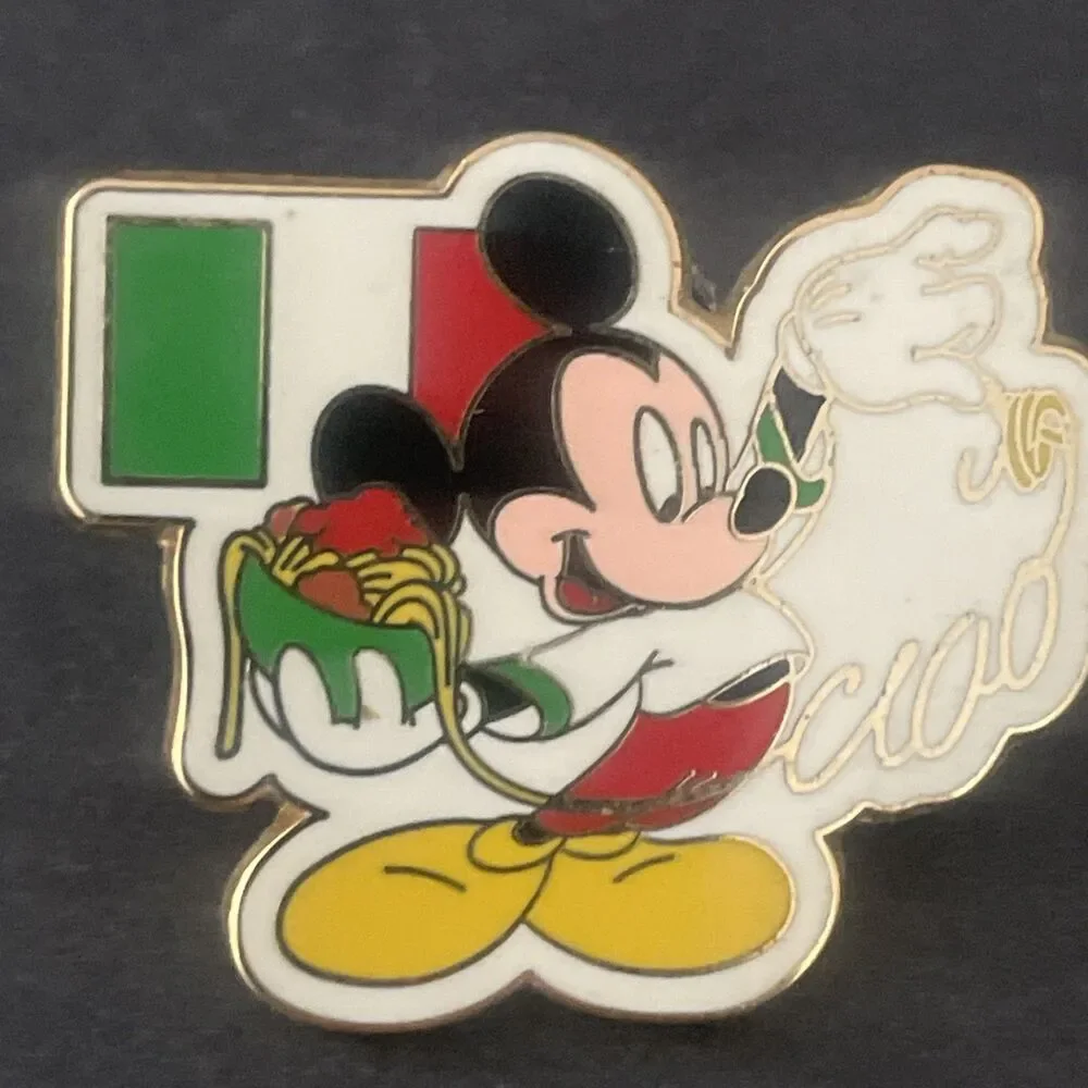DISNEY PIN MICKEY MOUSE ITALY FLAG ITALIAN CIAO SPAGHETTI DISNEYLAND PARIS RARE